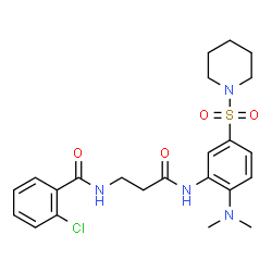 ChemSpider 2D Image | 2-Chloro-N-(3-{[2-(dimethylamino)-5-(1-piperidinylsulfonyl)phenyl]amino}-3-oxopropyl)benzamide | C23H29ClN4O4S