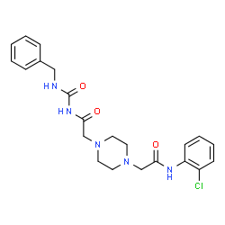 ChemSpider 2D Image | 2-(4-{2-[(Benzylcarbamoyl)amino]-2-oxoethyl}-1-piperazinyl)-N-(2-chlorophenyl)acetamide | C22H26ClN5O3