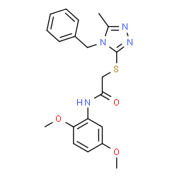ChemSpider 2D Image | 2-[(4-Benzyl-5-methyl-4H-1,2,4-triazol-3-yl)sulfanyl]-N-(2,5-dimethoxyphenyl)acetamide | C20H22N4O3S