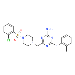 ChemSpider 2D Image | 6-({4-[(2-Chlorophenyl)sulfonyl]-1-piperazinyl}methyl)-N-(2-methylphenyl)-1,3,5-triazine-2,4-diamine | C21H24ClN7O2S