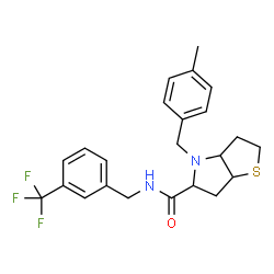 ChemSpider 2D Image | 4-(4-Methylbenzyl)-N-[3-(trifluoromethyl)benzyl]hexahydro-2H-thieno[3,2-b]pyrrole-5-carboxamide | C23H25F3N2OS