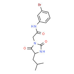 ChemSpider 2D Image | N-(3-Bromophenyl)-2-(4-isobutyl-2,5-dioxo-1-imidazolidinyl)acetamide | C15H18BrN3O3