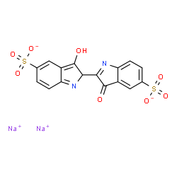 ChemSpider 2D Image | Disodium 3-hydroxy-3'-oxo-2H,3'H-2,2'-biindole-5,5'-disulfonate | C16H8N2Na2O8S2