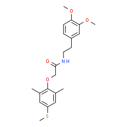 ChemSpider 2D Image | N-[2-(3,4-Dimethoxyphenyl)ethyl]-2-[2,6-dimethyl-4-(methylsulfanyl)phenoxy]acetamide | C21H27NO4S