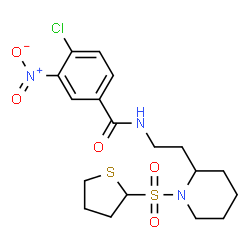 ChemSpider 2D Image | 4-Chloro-3-nitro-N-{2-[1-(tetrahydro-2-thiophenylsulfonyl)-2-piperidinyl]ethyl}benzamide | C18H24ClN3O5S2