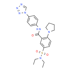 ChemSpider 2D Image | 5-(Diethylsulfamoyl)-2-(1-pyrrolidinyl)-N-[4-(1H-tetrazol-1-yl)phenyl]benzamide | C22H27N7O3S