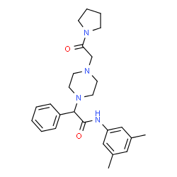 ChemSpider 2D Image | N-(3,5-Dimethylphenyl)-2-{4-[2-oxo-2-(1-pyrrolidinyl)ethyl]-1-piperazinyl}-2-phenylacetamide | C26H34N4O2