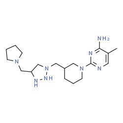 ChemSpider 2D Image | 5-Methyl-2-(3-{[4-(1-pyrrolidinylmethyl)-1,2,3-triazolidin-1-yl]methyl}-1-piperidinyl)-4-pyrimidinamine | C18H32N8