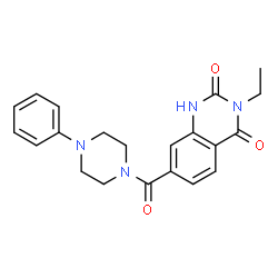 ChemSpider 2D Image | 3-Ethyl-7-[(4-phenyl-1-piperazinyl)carbonyl]-2,4(1H,3H)-quinazolinedione | C21H22N4O3