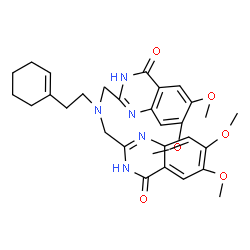 ChemSpider 2D Image | 2-({[2-(1-Cyclohexen-1-yl)ethyl][(6,7-dimethoxy-4-oxo-3,4-dihydro-2-quinazolinyl)methyl]amino}methyl)-6,7-dimethoxy-4(1H)-quinazolinone | C30H35N5O6