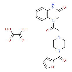 ChemSpider 2D Image | 4-{[4-(2-Furoyl)-1-piperazinyl]acetyl}-3,4-dihydro-2(1H)-quinoxalinone ethanedioate (1:1) | C21H22N4O8