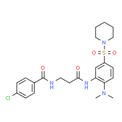 ChemSpider 2D Image | 4-Chloro-N-(3-{[2-(dimethylamino)-5-(1-piperidinylsulfonyl)phenyl]amino}-3-oxopropyl)benzamide | C23H29ClN4O4S