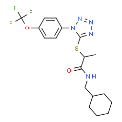 ChemSpider 2D Image | N-(Cyclohexylmethyl)-2-({1-[4-(trifluoromethoxy)phenyl]-1H-tetrazol-5-yl}sulfanyl)propanamide | C18H22F3N5O2S