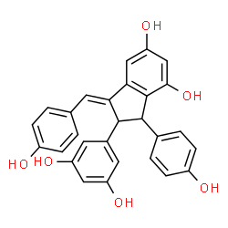 ChemSpider 2D Image | (1E)-2-(3,5-Dihydroxyphenyl)-1-(4-hydroxybenzylidene)-3-(4-hydroxyphenyl)-4,6-indanediol | C28H22O6