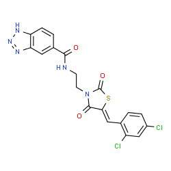 ChemSpider 2D Image | N-{2-[(5Z)-5-(2,4-Dichlorobenzylidene)-2,4-dioxo-1,3-thiazolidin-3-yl]ethyl}-1H-benzotriazole-5-carboxamide | C19H13Cl2N5O3S