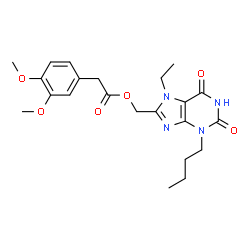 ChemSpider 2D Image | (3-Butyl-7-ethyl-2,6-dioxo-2,3,6,7-tetrahydro-1H-purin-8-yl)methyl (3,4-dimethoxyphenyl)acetate | C22H28N4O6