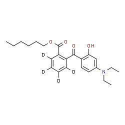 ChemSpider 2D Image | Hexyl 2-[4-(diethylamino)-2-hydroxybenzoyl](~2~H_4_)benzoate | C24H27D4NO4
