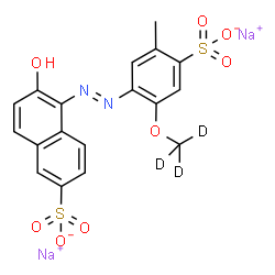 ChemSpider 2D Image | Disodium 6-hydroxy-5-[(E)-{5-methyl-2-[(~2~H_3_)methyloxy]-4-sulfonatophenyl}diazenyl]-2-naphthalenesulfonate | C18H11D3N2Na2O8S2