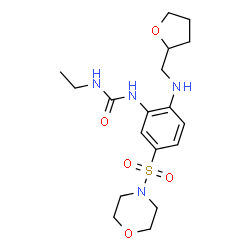 ChemSpider 2D Image | 1-Ethyl-3-{5-(4-morpholinylsulfonyl)-2-[(tetrahydro-2-furanylmethyl)amino]phenyl}urea | C18H28N4O5S