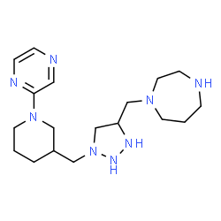 ChemSpider 2D Image | 1-[(1-{[1-(2-Pyrazinyl)-3-piperidinyl]methyl}-1,2,3-triazolidin-4-yl)methyl]-1,4-diazepane | C18H32N8