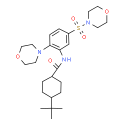ChemSpider 2D Image | 4-(2-Methyl-2-propanyl)-N-[2-(4-morpholinyl)-5-(4-morpholinylsulfonyl)phenyl]cyclohexanecarboxamide | C25H39N3O5S