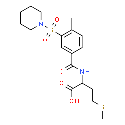 ChemSpider 2D Image | N-[4-Methyl-3-(1-piperidinylsulfonyl)benzoyl]methionine | C18H26N2O5S2