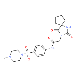 ChemSpider 2D Image | 2-(2,4-Dioxo-1,3-diazaspiro[4.4]non-3-yl)-N-{4-[(4-methyl-1-piperazinyl)sulfonyl]phenyl}acetamide | C20H27N5O5S