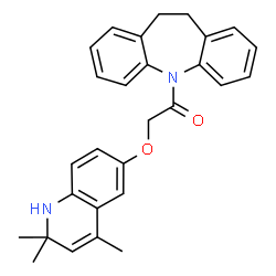 ChemSpider 2D Image | 1-(10,11-Dihydro-5H-dibenzo[b,f]azepin-5-yl)-2-[(2,2,4-trimethyl-1,2-dihydro-6-quinolinyl)oxy]ethanone | C28H28N2O2