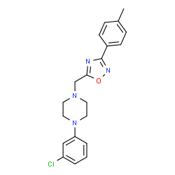 ChemSpider 2D Image | 1-(3-Chlorophenyl)-4-{[3-(4-methylphenyl)-1,2,4-oxadiazol-5-yl]methyl}piperazine | C20H21ClN4O