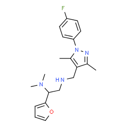 ChemSpider 2D Image | N~2~-{[1-(4-Fluorophenyl)-3,5-dimethyl-1H-pyrazol-4-yl]methyl}-1-(2-furyl)-N~1~,N~1~-dimethyl-1,2-ethanediamine | C20H25FN4O