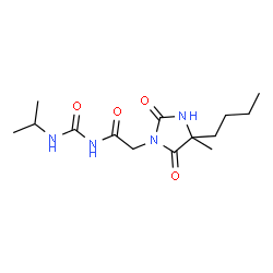 ChemSpider 2D Image | 2-(4-Butyl-4-methyl-2,5-dioxo-1-imidazolidinyl)-N-(isopropylcarbamoyl)acetamide | C14H24N4O4