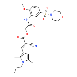 ChemSpider 2D Image | 2-{[2-Methoxy-5-(4-morpholinylsulfonyl)phenyl]amino}-2-oxoethyl (2E)-2-cyano-3-(2,5-dimethyl-1-propyl-1H-pyrrol-3-yl)acrylate | C26H32N4O7S
