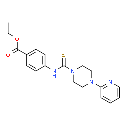 ChemSpider 2D Image | Ethyl 4-({[4-(pyridin-2-yl)piperazin-1-yl]carbothioyl}amino)benzoate | C19H22N4O2S