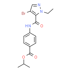 ChemSpider 2D Image | Isopropyl 4-{[(4-bromo-1-ethyl-1H-pyrazol-5-yl)carbonyl]amino}benzoate | C16H18BrN3O3