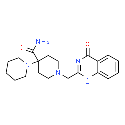 ChemSpider 2D Image | 1'-[(4-Oxo-1,4-dihydro-2-quinazolinyl)methyl]-1,4'-bipiperidine-4'-carboxamide | C20H27N5O2