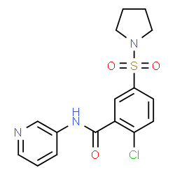 ChemSpider 2D Image | 2-Chloro-N-(3-pyridinyl)-5-(1-pyrrolidinylsulfonyl)benzamide | C16H16ClN3O3S