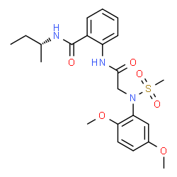 ChemSpider 2D Image | N-[(2R)-2-Butanyl]-2-{[N-(2,5-dimethoxyphenyl)-N-(methylsulfonyl)glycyl]amino}benzamide | C22H29N3O6S