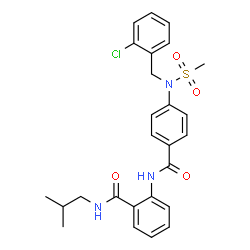 ChemSpider 2D Image | 2-({4-[(2-Chlorobenzyl)(methylsulfonyl)amino]benzoyl}amino)-N-isobutylbenzamide | C26H28ClN3O4S