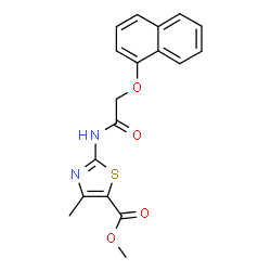 ChemSpider 2D Image | Methyl 4-methyl-2-{[(1-naphthyloxy)acetyl]amino}-1,3-thiazole-5-carboxylate | C18H16N2O4S
