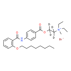 ChemSpider 2D Image | N,N-Diethyl-N-methyl-2-[(4-{[2-(octyloxy)benzoyl]amino}benzoyl)oxy](~2~H_4_)ethanaminium bromide | C29H39D4BrN2O4