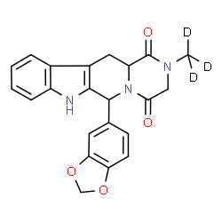 ChemSpider 2D Image | 6-(1,3-Benzodioxol-5-yl)-2-(~2~H_3_)methyl-2,3,6,7,12,12a-hexahydropyrazino[1',2':1,6]pyrido[3,4-b]indole-1,4-dione | C22H16D3N3O4