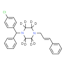 ChemSpider 2D Image | 1-[(4-Chlorophenyl)(phenyl)methyl]-4-[(2E)-3-phenyl-2-propen-1-yl](~2~H_8_)piperazine | C26H19D8ClN2