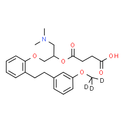 ChemSpider 2D Image | 4-({1-(Dimethylamino)-3-[2-(2-{3-[(~2~H_3_)methyloxy]phenyl}ethyl)phenoxy]-2-propanyl}oxy)-4-oxobutanoic acid | C24H28D3NO6
