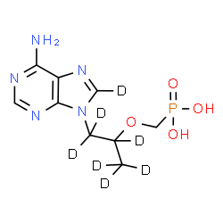 ChemSpider 2D Image | [({1-[6-Amino(8-~2~H)-9H-purin-9-yl](~2~H_6_)-2-propanyl}oxy)methyl]phosphonic acid | C9H7D7N5O4P