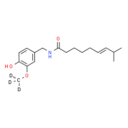 ChemSpider 2D Image | (6E)-N-{4-Hydroxy-3-[(~13~C,~2~H_3_)methyloxy]benzyl}-8-methyl-6-nonenamide | C1713CH24D3NO3