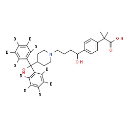 ChemSpider 2D Image | 2-(4-{1-Hydroxy-4-[4-(hydroxy{bis[(~2~H_5_)phenyl]}methyl)-1-piperidinyl]butyl}phenyl)-2-methylpropanoic acid | C32H29D10NO4