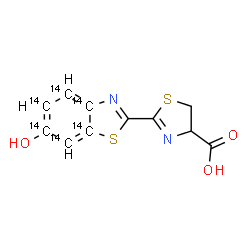 ChemSpider 2D Image | 2-[6-Hydroxy(3a,4,5,6,7,7a-~14~C_6_)-1,3-benzothiazol-2-yl]-4,5-dihydro-1,3-thiazole-4-carboxylic acid | C514C6H8N2O3S2