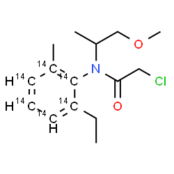ChemSpider 2D Image | 2-Chloro-N-[2-ethyl-6-methyl(~14~C_6_)phenyl]-N-(1-methoxy-2-propanyl)acetamide | C914C6H22ClNO2