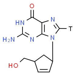 ChemSpider 2D Image | 2-Amino-9-[4-(hydroxymethyl)-2-cyclopenten-1-yl](8-~3~H)-1,9-dihydro-6H-purin-6-one | C11H12TN5O2