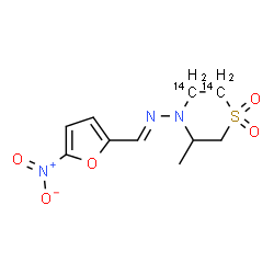 ChemSpider 2D Image | (E)-N-[3-Methyl-1,1-dioxido(5,6-~14~C_2_)-4-thiomorpholinyl]-1-(5-nitro-2-furyl)methanimine | C814C2H13N3O5S